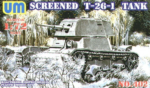 UMMT402 UM-MT 1/72 T-26-1 LIGHT TANK WITH CONICAL TURRET AND ADD-ON ARMOR Plastic Model Kit UM-MT