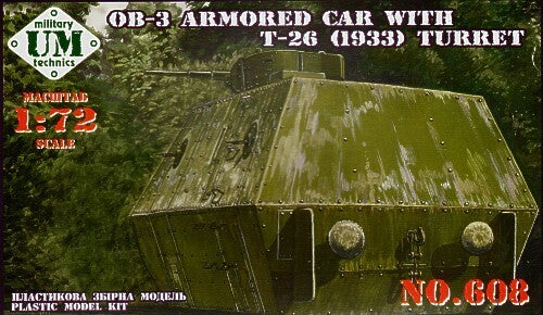 UMMT608 UM-MT 1/72 OB.-3 armored railway carriage with T-26 turret Plastic Model Kit UM-MT