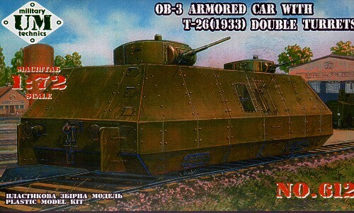 UMMT612 UM-MT 1/72 OB.-3 armored car with T-26 (1933 double turret) Plastic Model Kit