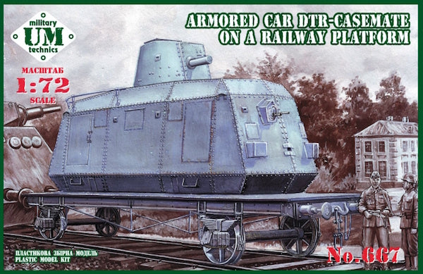 UMMT667 UM-MT 1/72 Armored car DTR-casemate on a railway platform Plastic Model Kit UM-MT