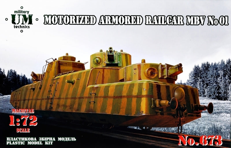UMMT673 UM-MT 1/72 Motorized Armored Railcar MBV No1 Plastic Model Kit UM-MT