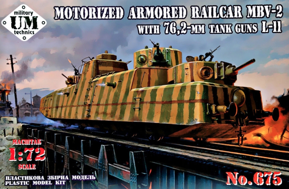 UMMT675 UM-MT 1/72 Armored train, Red Army MBV w/tank gun L-11. WWII Leningrad front Plastic Model Kit UM-MT