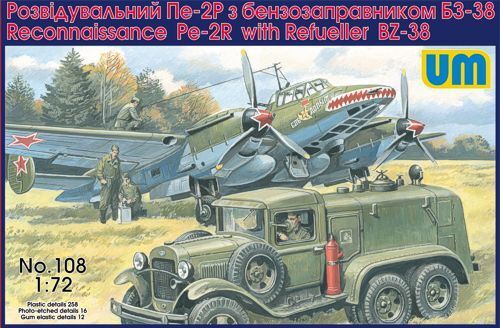 UNIM108 Unimodels 1/72 Reconnaissance Pe-2R with Refueller BZ-38 Plastic Model Kit Unimodel