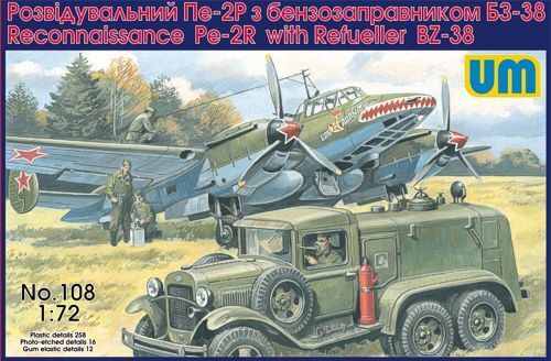 UNIM108 Unimodels 1/72 Reconnaissance Pe-2R with Refueller BZ-38 Plastic Model Kit