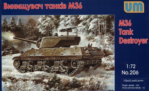 UNIM206 Unimodels 1/72 M36 Tank Destroyer Plastic Model Kit Unimodel