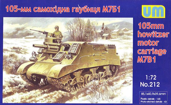 UNIM212 Unimodels 1/72 105mm GMC M7B1 Plastic Model Kit Unimodel