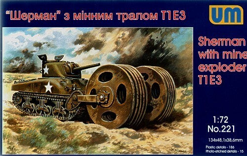 UNIM221 Unimodels 1/72 Tank M4A1 with T1E3 Mine Exploder Plastic Model Kit Unimodel