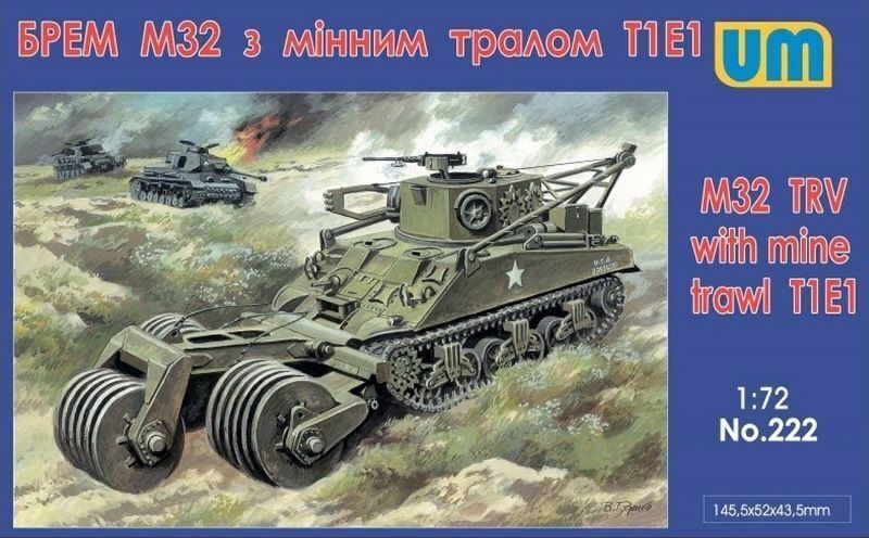 UNIM222 Unimodels 1/72 M32 TRV with minr trawl T1E1 Plastic Model Kit Unimodel