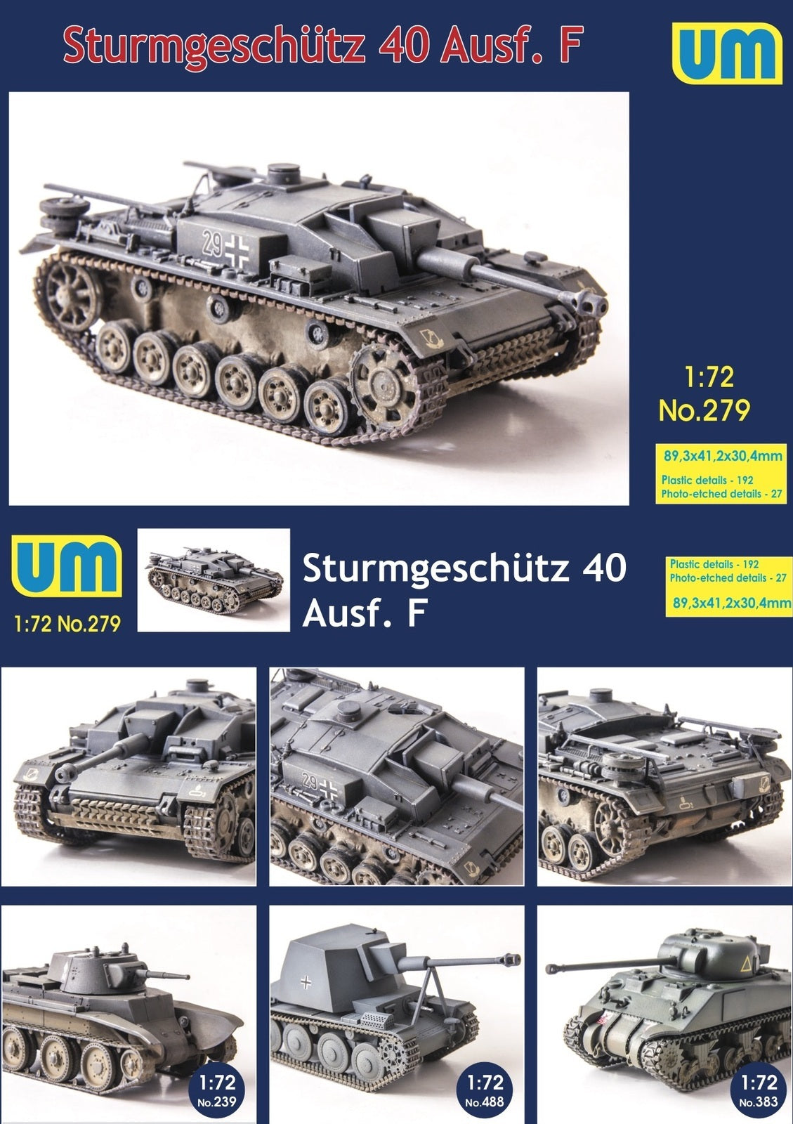 UNIM279 Unimodels 1/72 Sturmgeschutz 40 Ausf F Plastic Model Kit Unimodel