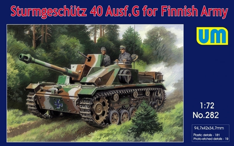 UNIM282 Unimodels 1/72 Sturmgeschutz 40 Ausf.G for Finnish Army Plastic Model Kit Unimodel