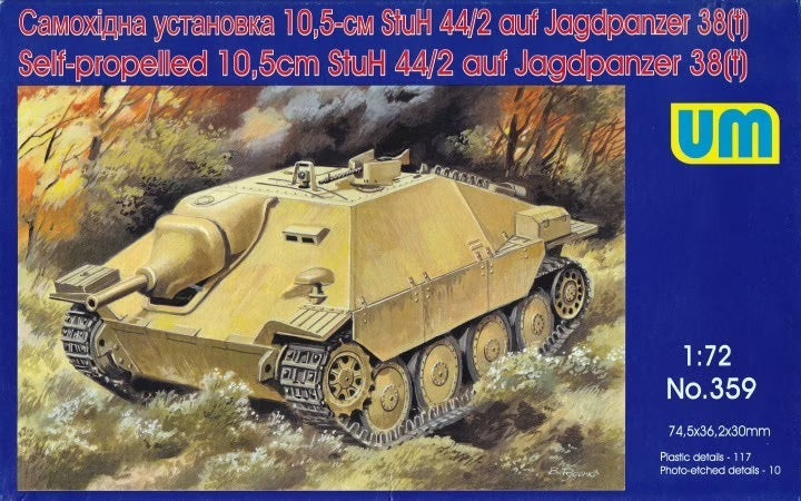 UNIM359 Unimodels 1/72 SP 10,5cm StuH-44/2 auf Jagdpanzer Plastic Model Kit Unimodel