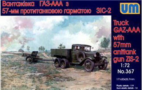 UNIM367 Unimodels 1/72 GAZ AAA truck w/ZIS-2 gun Plastic Model Kit Unimodel