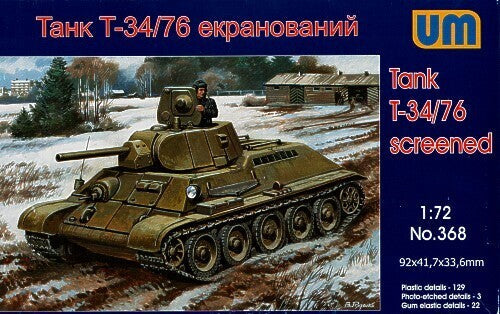 UNIM368 Unimodels 1/72 Tank T34/76-E screened Plastic Model Kit Unimodel