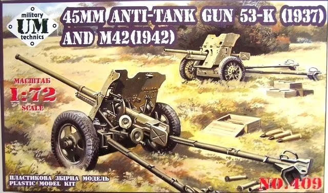UNIM409 Unimodels 1/72 45mm AT gun model 1937/ model 1942 Plastic Model Kit Unimodel