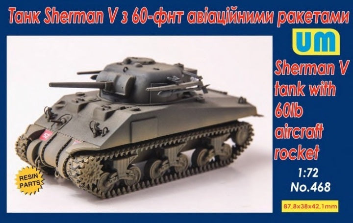 UNIM468 Unimodels 1/72 Sherman V tank with 60lb aircraft rocket Plastic Model Kit Unimodel