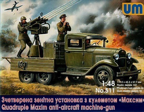 UNIM511 Unimodels 1/48 Soviet truck GAZ-AAA with anti-aircraft plant "Maksim" Plastic Model Kit