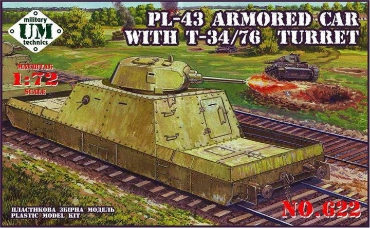 UNIM622 Unimodels 1/72 PL-43 Armored car w/T-34/76 turret Plastic Model Kit Unimodel