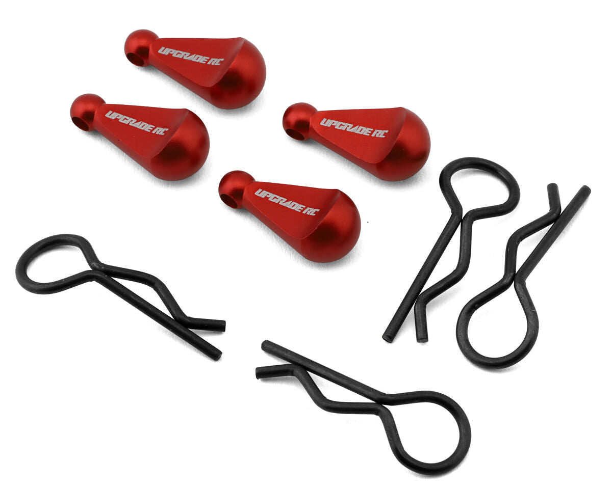 UPG-13004 UpGrade RC 1/8 Body Clips with Aluminum Pull Handles (Red) (4) UPGRADE RC