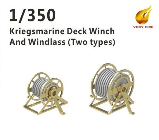 Very Fire 1/350 Kriegsmarine deck winch and windlass 2 types (22 sets) VFDKM04