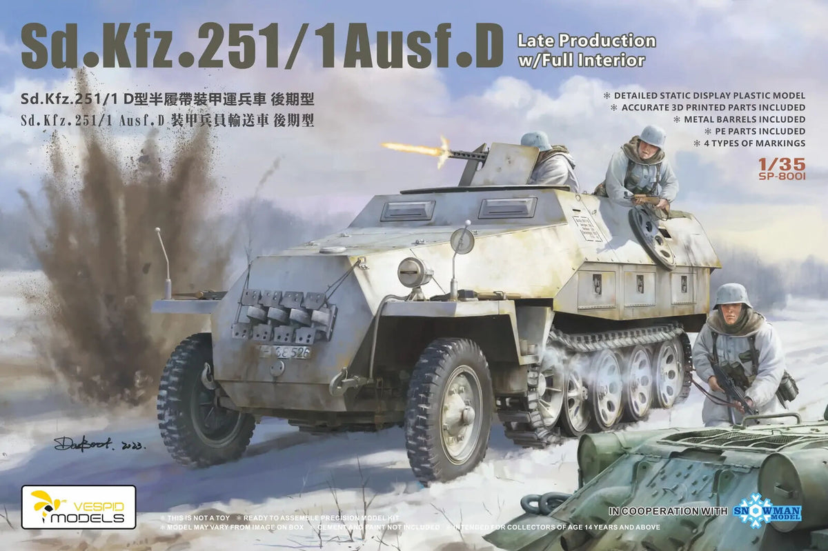 Vespid 1/35 Sd.Kfz.251/1 Ausf.D Late Production w/Full Interior Plastic Model Kit VSSP-8001