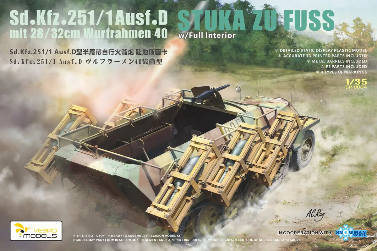 Vespid 1/35 Sd.Kfz.251/1 Ausf.D mit 28/32cm Wurfrahmen 40 Stuka Zu Fuss w/Full Interior Plastic Model Kit VSSP-8004