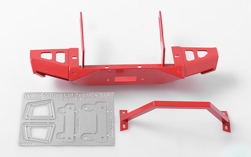 VVV-C0258 Metal Front Bumper for Axial SCX10 I & II (Red) RC 4WD
