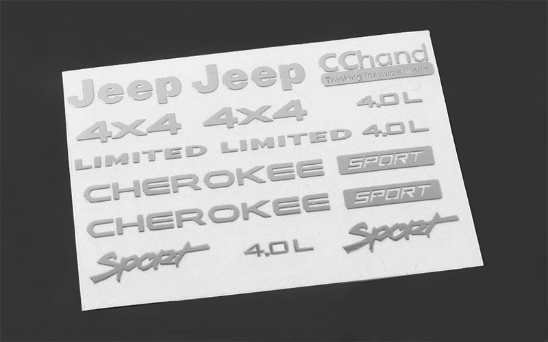 VVV-C0263 Metal Emblem Set for Axial SCX10 XJ (Silver) RC 4WD