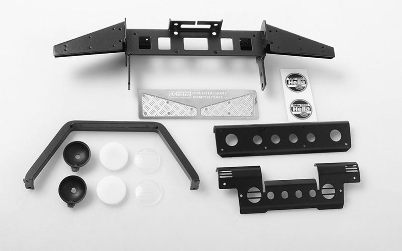 VVV-C0286 Metal Front Bumper w/Stinger and Lights for Gelande II D90/D110 RC 4WD