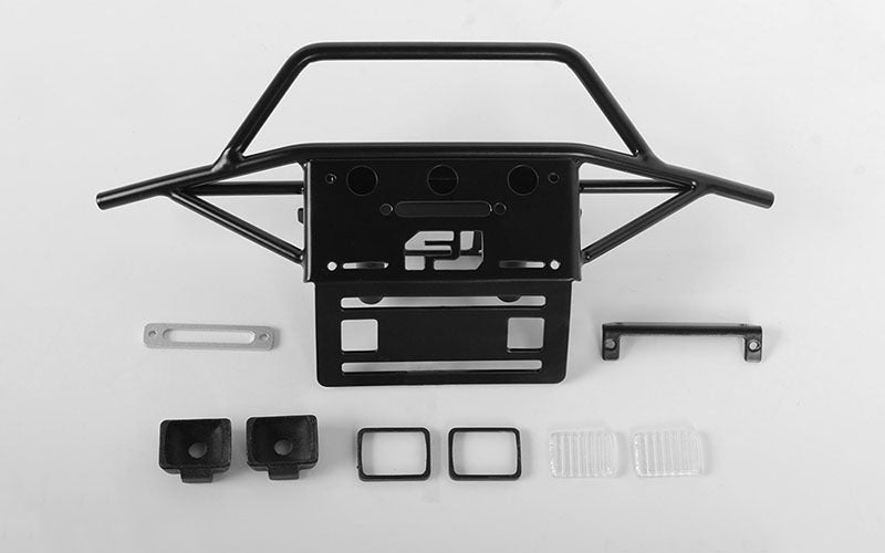VVV-C0473 Metal Front Winch Bumper for HPI Venture FJ Cruiser W/Lights RC 4WD