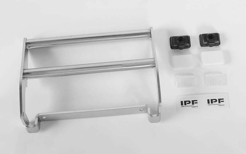 VVV-C0503 Cowboy Front Grille Guard W/Lights for Traxxas TRX-4 '79 Bronco Ranger XLT (Silver) RC 4WD