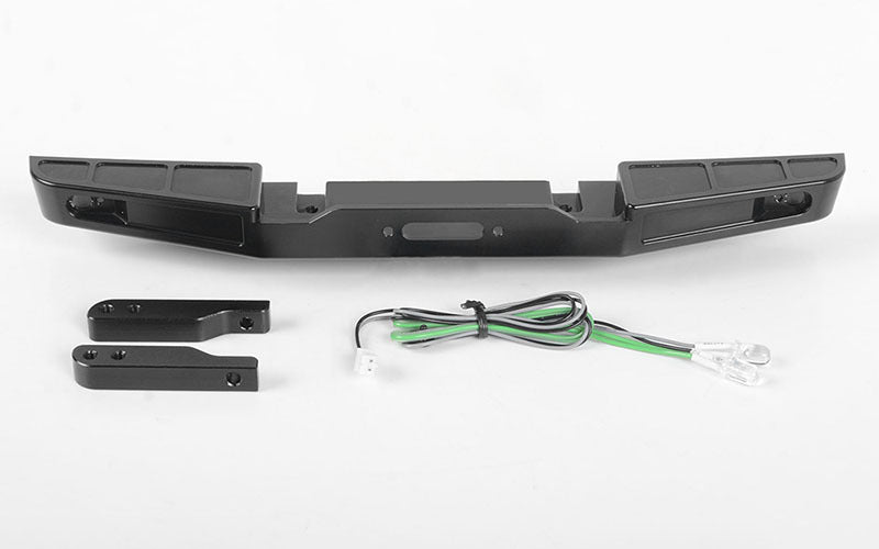 VVV-C0606 Front Winch Bumper W/LED Lights for Traxxas TRX-4 '79 Bronco Ranger XLT (Black) RC 4WD