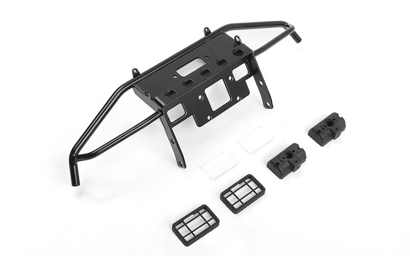 VVV-C0928 Guardian Steel Front Winch Bumper w/ Lights for Axial 1/10 SCX10 II UMG10 (Black) RC 4WD