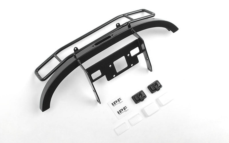 VVV-C0932 Ranch Steel Front Winch Bumper w/ IPF Lights for Axial 1/10 SCX10 II UMG10 (Black) RC 4WD