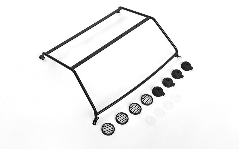 VVV-C0966 Exterior Steel Roll Cage w/ Lights for Vanquish VS4-10 Origin Halfcab Body (Black) RC 4WD