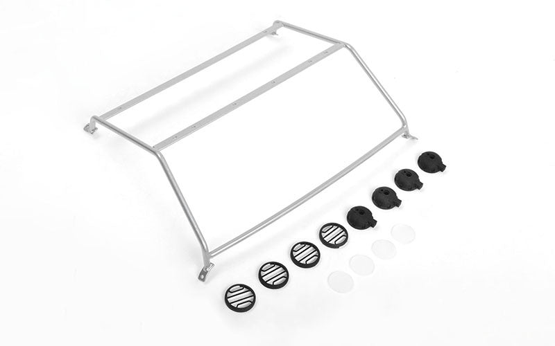 VVV-C0967 Exterior Steel Roll Cage w/ Lights for Vanquish VS4-10 Origin Halfcab Body (Silver) RC 4WD