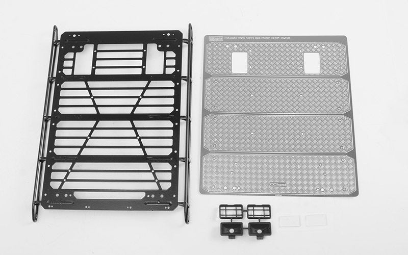 VVV-C0999 Command Roof Rack w/ Diamond Plate & 2x Square Lights for Traxxas TRX-4 Mercedes-Benz G-500 (Style A) RC 4WD