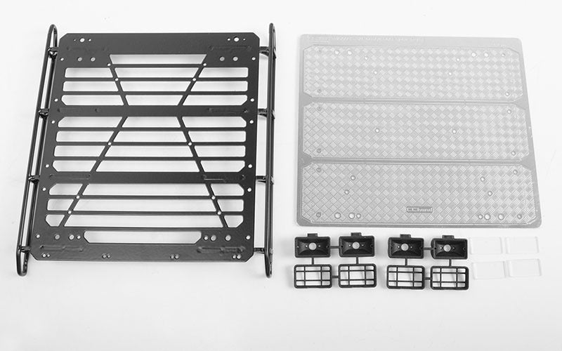 VVV-C1004 Command Roof Rack w/ Diamond Plate & 4x Square Lights for Traxxas Mercedes-Benz G 63 AMG 6x6 (Style B) RC 4WD
