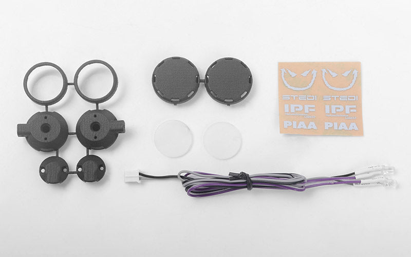 VVV-C1010 Round IPF Flood Lights w/ Light Kit for Traxxas Mercedes-Benz G 63 AMG 6x6 (Black) RC 4WD