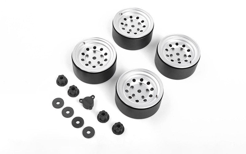VVV-C1017 Burato 2.2" Beadlock Wheels w/ Center Caps (Silver) RC 4WD