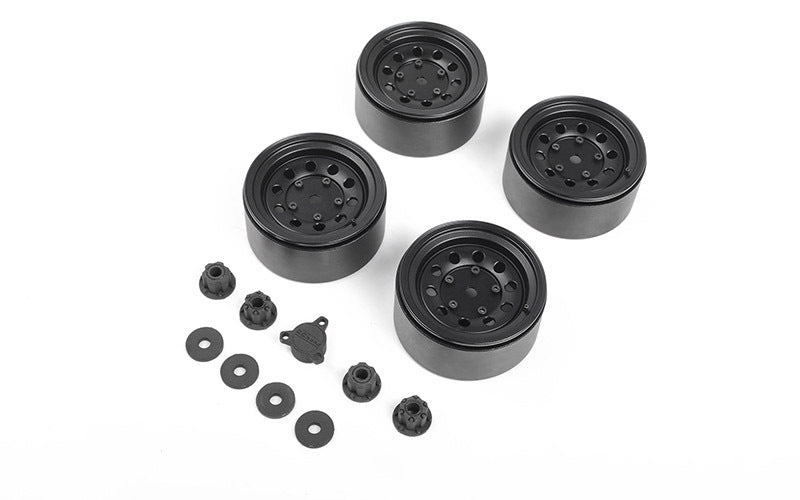 VVV-C1019 Burato 2.2" Beadlock Wheels w/ Center Caps (Black) RC 4WD