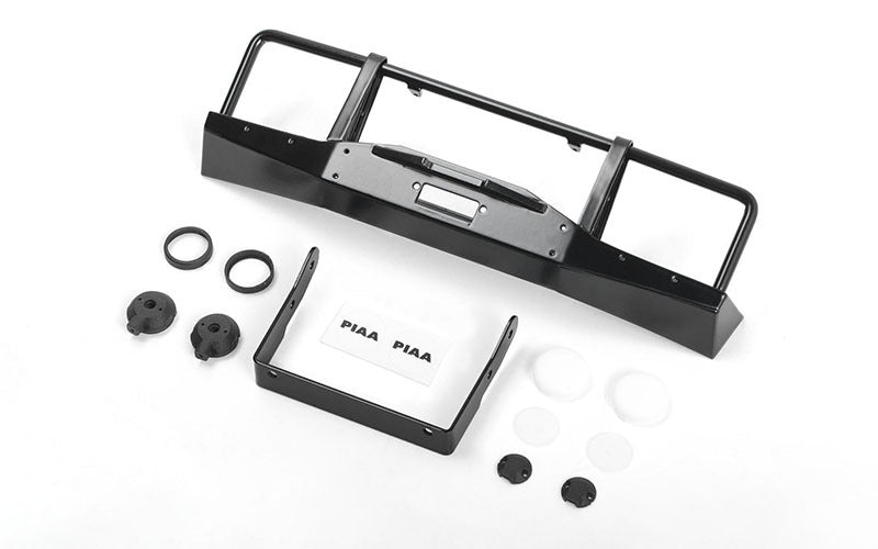 VVV-C1023 Oxer Metal Front Winch Bumper w/ Lights for JS Scale 1/10 Range Rover Classic Body RC 4WD