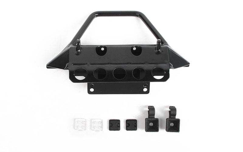 VVV-C1076 Rough Stuff Metal Front Bumper w/ Flood Lights for Axial 1/10 SCX10 III Jeep (Gladiator/Wrangler) RC 4WD