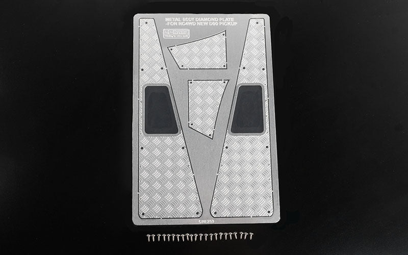 VVV-C1085 Steel Front Side Hood Diamond Plates for RC4WD Gelande II 2015 Land Rover Defender D90 (Pick-up/SUV) RC 4WD