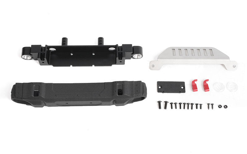 VVV-C1100 OEM Front Bumper w/ License Plate Holder + Steering Guard for Axial 1/10 SCX10 III Jeep (Gladiator/Wrangler) RC 4WD