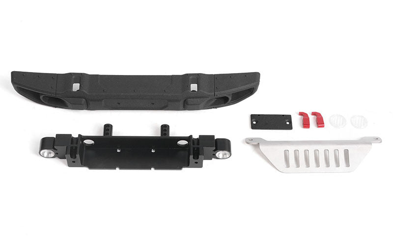 VVV-C1106 OEM Wide Front Bumper w/ License Plate Holder + Steering Guard for Axial 1/10 SCX10 III Jeep (Gladiator/Wrangler) RC 4WD