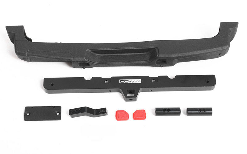 VVV-C1113 OEM Rear Bumper w/ Tow Hook + License Plate Holder for Axial 1/10 SCX10 III Jeep JLU Wrangler RC 4WD