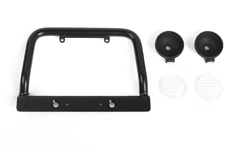 VVV-C1121 Steel Push Bar Front Bumper W/ Clear Flood Lights for RC4WD Gelande II 2015 Land Rover Defender D90 RC 4WD