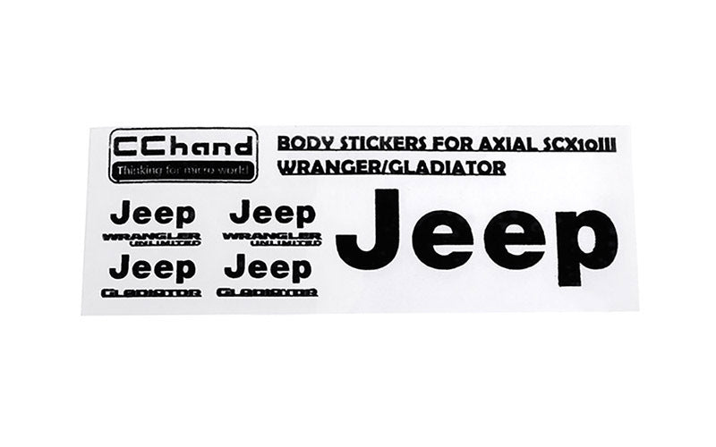 VVV-C1135 Metal Logo Decal Sheet for Axial 1/10 SCX10 III Jeep (Gladiator/Wrangler) (Black) RC 4WD
