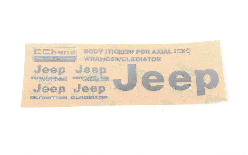 VVV-C1211 Metal Logo Decal Sheet for Axial SCX6 JEEP Wrangler JLU (Silver) RC 4WD