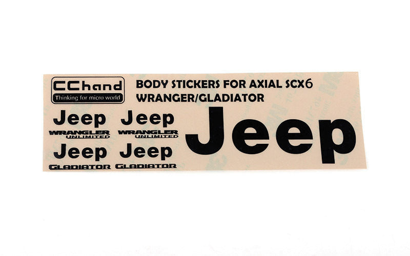 VVV-C1212 Metal Logo Decal Sheet for Axial 1/6 SCX6 Jeep Wrangler (Black) RC 4WD
